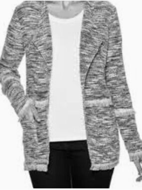 Rafaella Knit Tweed Jacket, Oatmeal, Large NEW!